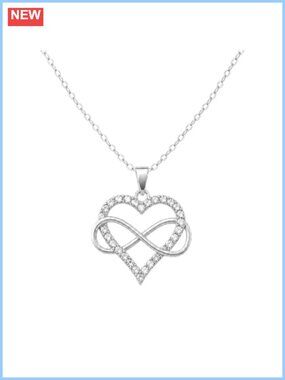 925 Sterling Silver Infinity Heart Pendant Necklace 16 Inch Cable Chain